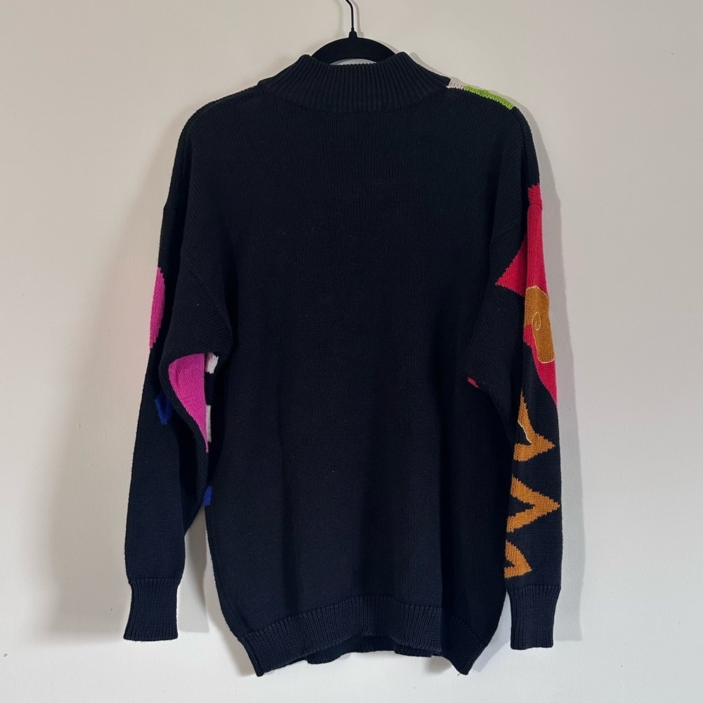 Vintage 90’s Rhinestone beaded ClownCore art to wear pull over sweater size M/L - Picture 9 of 11